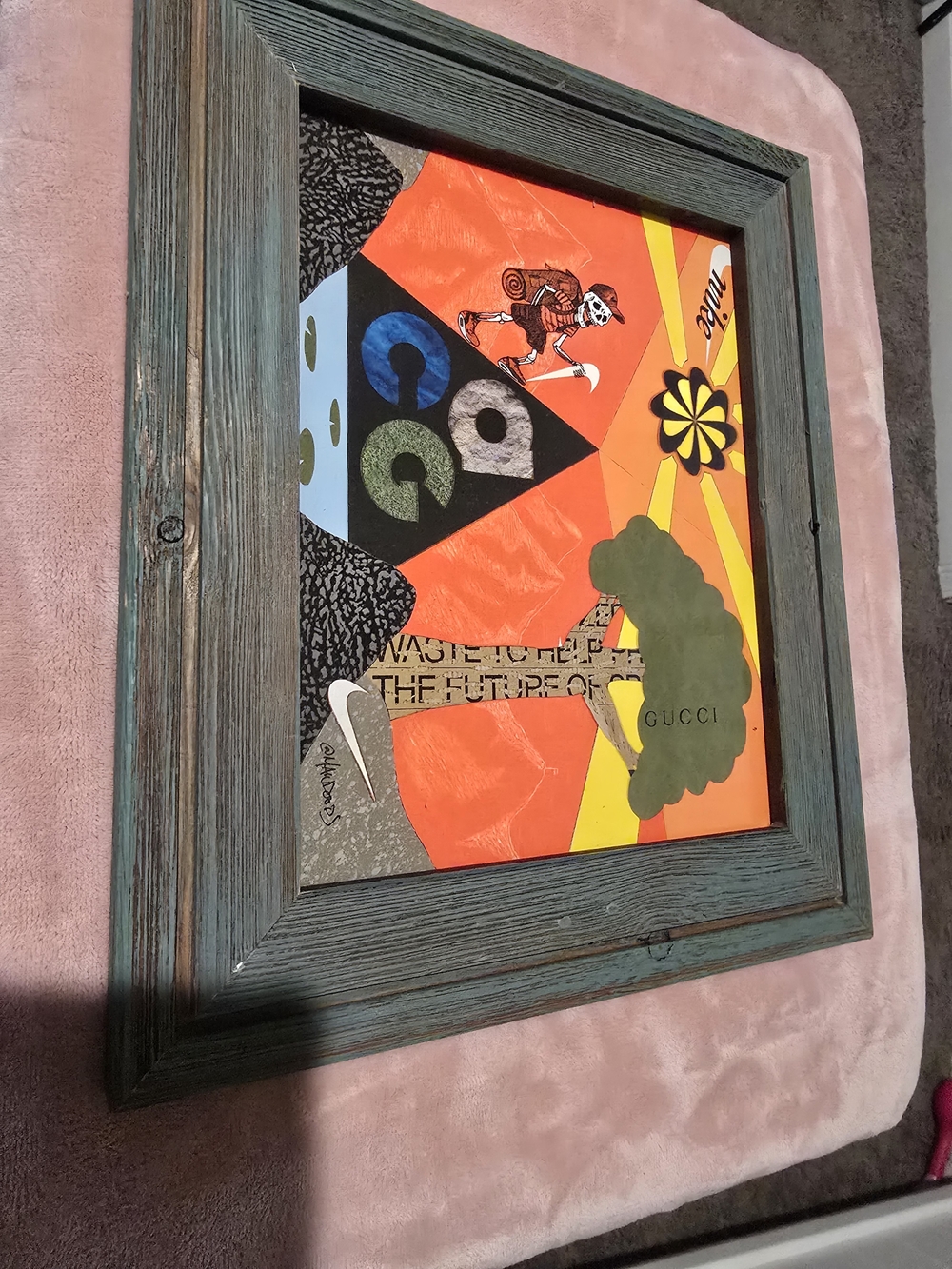 Gucci Orange & Green Mixed Media Wall Art - Framed Home Decor